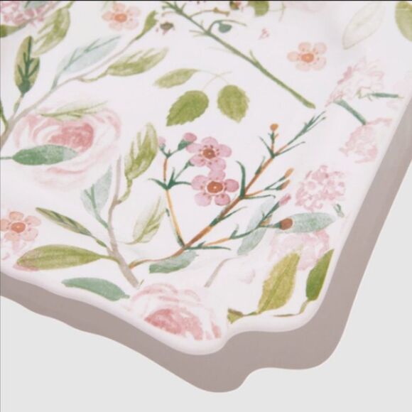 Sweet Laurel Stoneware Dessert Appetizer Plates Set Floral & Light Pink - Picture 5 of 8